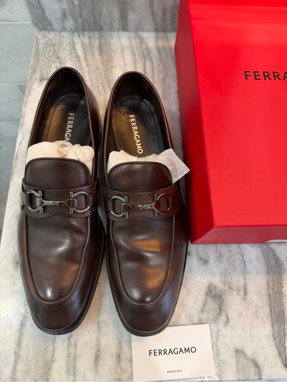 Salvatore Ferragamo Dark Brown Leather Bit Loafers